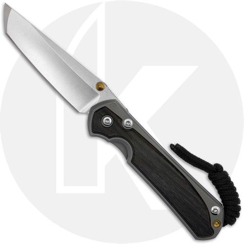 Chris Reeve Small Sebenza 31 Knife - S31-1134 - Stonewash CPM MagnaCut Tanto - Macassar Ebony / Glass Blasted Titanium