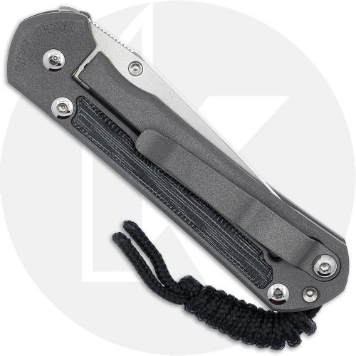 Chris Reeve Small Sebenza 31 Knife - S31-1228 - Stonewash CPM MagnaCut Tanto - Black Canvas Micarta / Sandblast Titanium