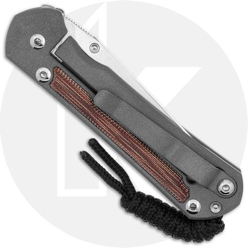 Chris Reeve Small Sebenza 31 Knife - S31-1230 - Stonewash CPM MagnaCut Tanto - Natural Canvas Micarta / Sandblast Titanium