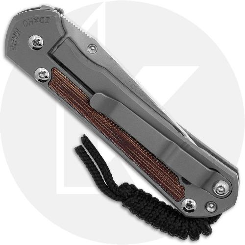 Chris Reeve Small Sebenza 31 Knife - S31-1234 - Stonewash CPM MagnaCut Tanto - Natural Canvas Micarta / Glass Blasted Titanium