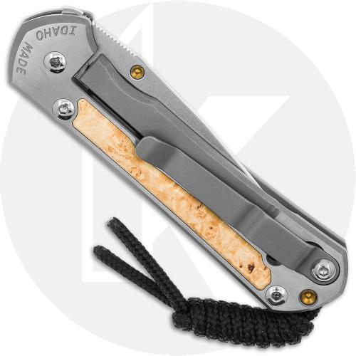 Chris Reeve Small Sebenza 31 Knife - S31-1628 - Polished CPM MagnaCut Drop Point - Box Elder Burl / Polished Titanium