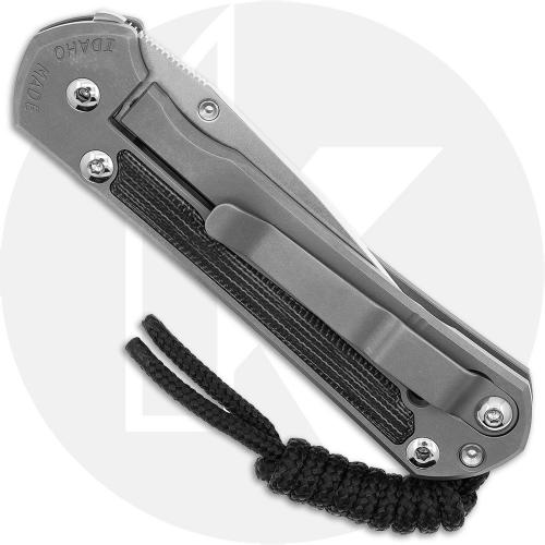 Chris Reeve Small Sebenza 31 Knife - S31-1652 - Stonewash CPM MagnaCut Drop Point - Black Canvas Micarta / Glass Blasted Titaniu