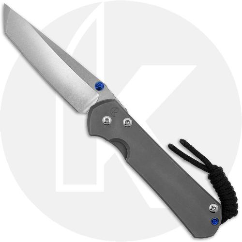 Chris Reeve Small Sebenza 31 Knife - S31-1687 - Stonewash CPM MagnaCut Tanto - Glass Blasted Titanium