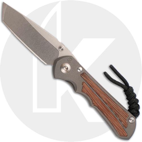 Chris Reeve Knives - Small Inkosi Knife - SIN-1046 - Stonewash MagnaCut Tanto - Natural Canvas Micarta / Sandblast Titanium