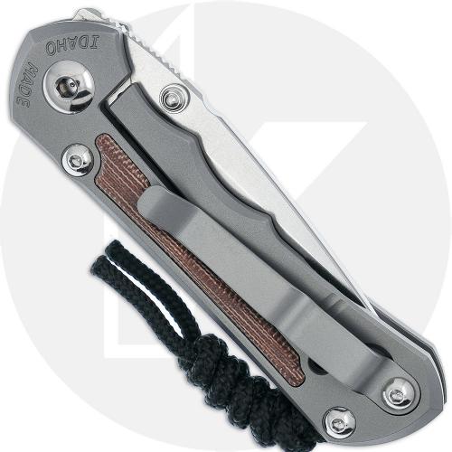 Chris Reeve Small Inkosi SIN-1118-006 Knife - Stonewash MagnaCut Drop Point - Natural Canvas Micarta / Glass Blasted Titanium