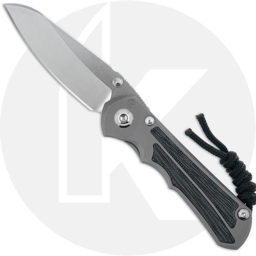 Chris Reeve Small Inkosi SIN-1124 Knife - Stonewash MagnaCut Insingo - Black Canvas Micarta / Glass Blasted Titanium