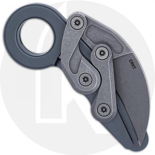 CRKT Provoke Compact 4045 - Joe Caswell - Karambit Folder - Stonewash D2 - Kinematic Action - Dark Gray Aluminum - Ring Pommel