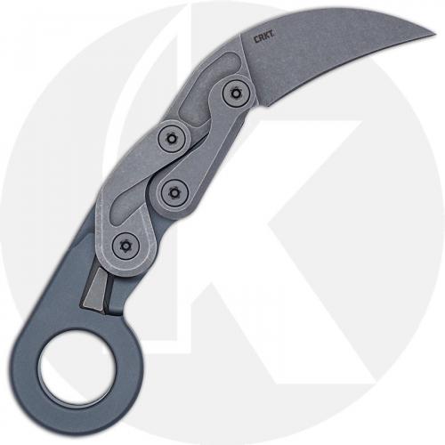 CRKT Provoke Compact 4045 - Joe Caswell - Karambit Folder - Stonewash D2 - Kinematic Action - Dark Gray Aluminum - Ring Pommel