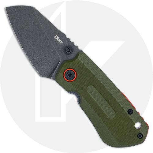 CRKT Overland Compact 6277 - TJ Schwarz EDC - Black Stonewash Sheepsfoot - Green G10 / Black Stonewash SS - Frame Lock Folder