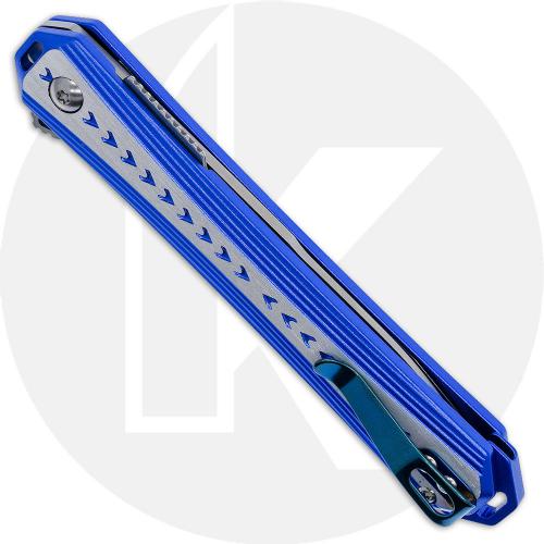 CRKT Stickler Assisted 6710 - Satin Spear Point - Blue and Silver Aluminum - Liner Lock Flipper Folder