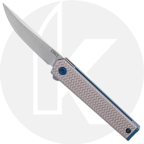 CRKT CEO Microflipper 7081 - Richard Rogers Gents EDC - Satin Blade - Pale Blush Aluminum - Liner Lock Flipper Folder