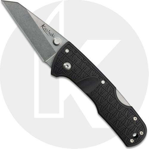 Cold Steel Kiridashi 20KPL - Value Priced EDC - Stonewash Clip Point - Black Griv Ex - Tri-Ad Lock Folder