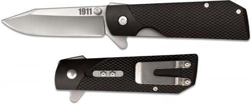 Cold Steel 1911 Folding Knife 20NPJAA - Value Priced EDC - Satin Clip Point with Flipper - Black Griv Ex - Liner Lock