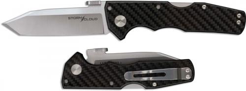 Cold Steel 21TU Storm Cloud Open on Withdrawal Tanto Folder with G10 Carbon Fiber Handle