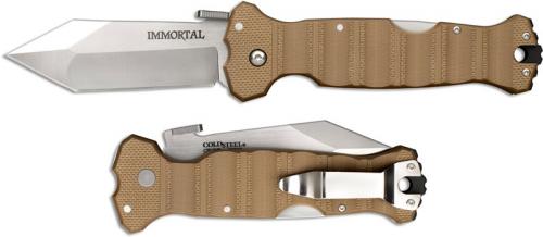 Cold Steel 23GVB Immortal Knife Mike Wallace Open on Withdrawal Coyote Tan G10 Locking Folder