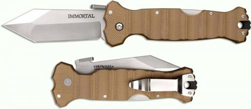 Cold Steel 23HVB Immortal S35VN Mike Wallace Open on Withdrawal Coyote Tan G10 Locking Folder