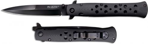 Cold Steel Ti-Lite G10 26C4 Knife - 4 Inch S35VN Black Blade - Black G10 Open on Withdrawal