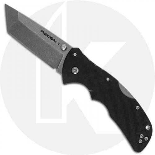 Cold Steel Mini Recon 1 27BAT - Compact EDC - Stonewash AUS 10A Tanto - Black GRN - Folding Knife