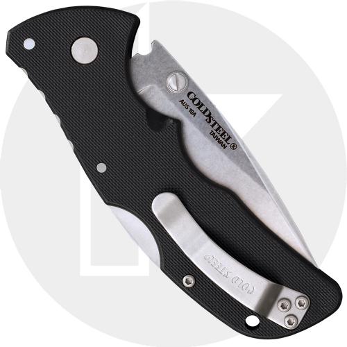 Cold Steel Mini Recon 1 27BAS - Compact EDC - Stonewash AUS 10A Spear Point - Black GRN - Folding Knife