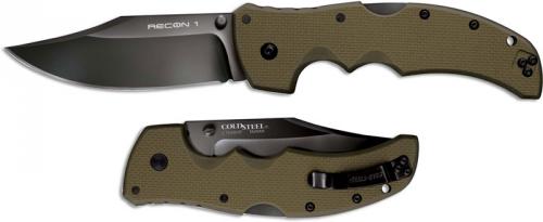 Cold Steel Recon 1 27TLCVG Knife Clip Point OD Green G10 Locking Folder