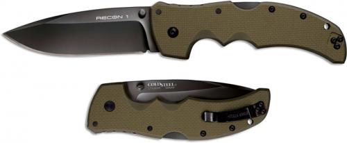 Cold Steel Recon 1 27TLSVG Knife Spear Point OD Green G10 Locking Folder