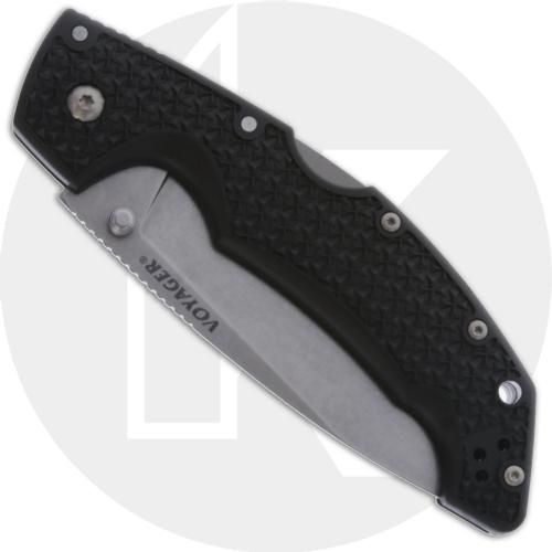 Cold Steel Large Voyager Drop Point 29AB - 4 Inch Stonewash AUS 10A - Black Griv-Ex - Folding Knife