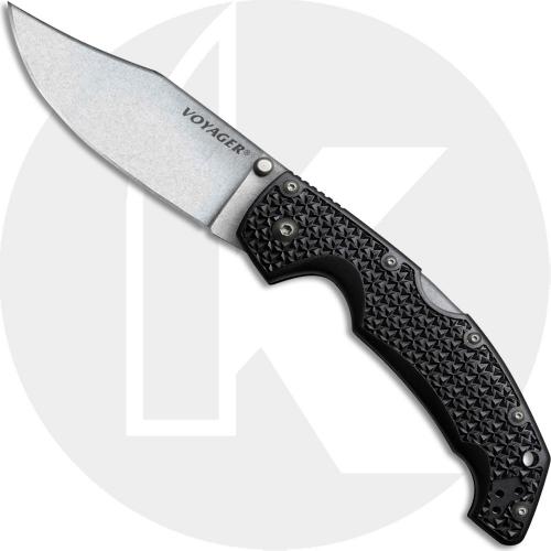 Cold Steel 29AC Large Voyager Knife AUS 10A Clip Point Black Griv-Ex Tri-Ad Locking Folder