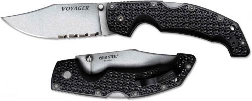 Cold Steel Voyager Knife, Large Part Serrated, CS-29TLCH