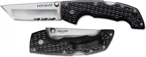 Cold Steel Voyager Knife, Medium Part Serrated Tanto, CS-29TMTH