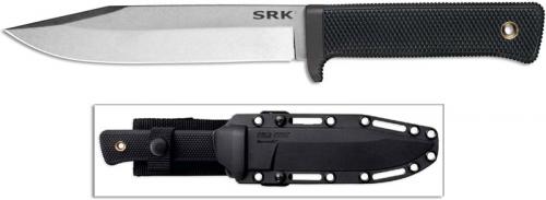 Cold Steel SRK 38CKD Knife Stonewash CPM 3V Steel Clip Point Fixed Blade with Black Kray-Ex Handle