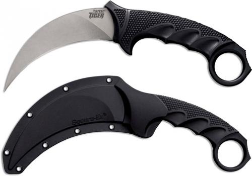 Cold Steel Steel Tiger 49KST Karambit Knife Stonewash Hawkbill Black Kray-Ex with Ring Pommel