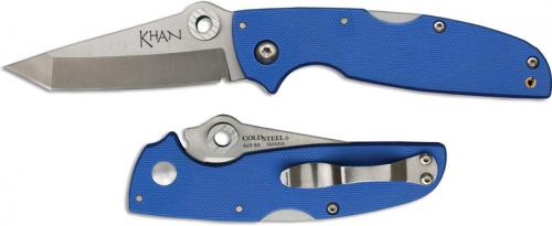 Cold Steel 54T Khan Knife Mike Wallace Tanto EDC HTR Opener Locking Folder Blue G10