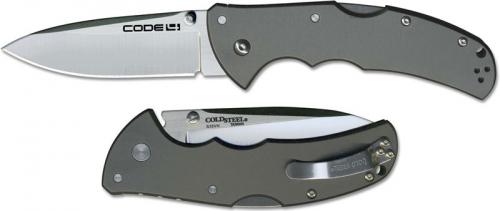 Cold Steel 58PS Code 4 Knife S35VN Spear Point Gray Aluminum Tri-Ad Lock Folder