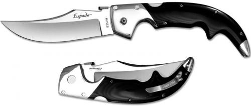 Cold Steel 62MB Large Espada Knife S35VN Open on Withdrawal Polished Aluminum and G10 Tri-Ad Lock Folder
