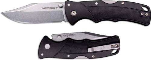 Cold Steel Verdict FL-C3CPSS - Stonewash 4116SS Clip Point - Black GFN - Tri-Ad Lock Folder