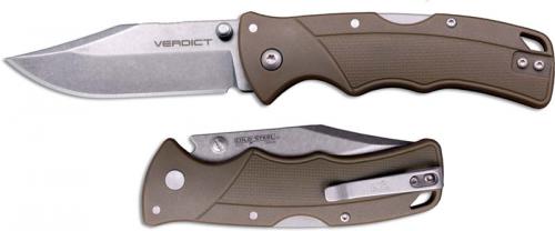 Cold Steel Verdict FL-C3CPSSFDE - Stonewash 4116SS Clip Point - FDE GFN - Tri-Ad Lock Folder