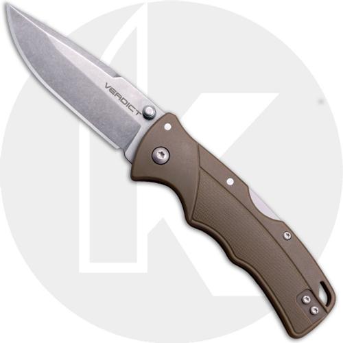 Cold Steel Verdict FL-C3SPSSFDE - Stonewash 4116SS Spear Point - FDE GFN - Tri-Ad Lock Folder