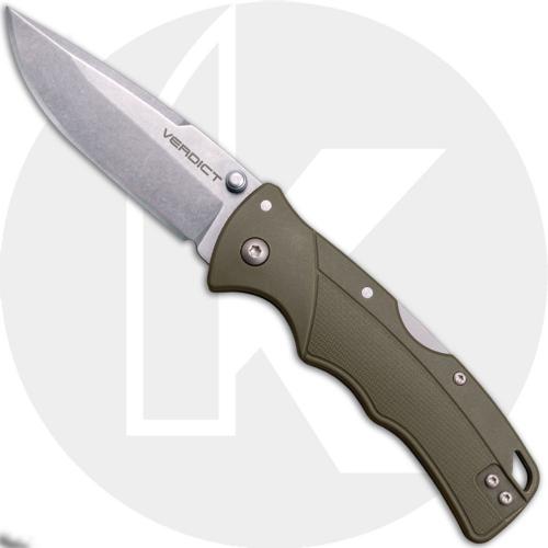 Cold Steel Verdict FL-C3SPSSODG - Stonewash 4116SS Spear Point - OD Green GFN - Tri-Ad Lock Folder