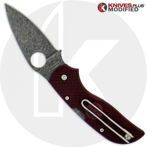 MODIFIED Spyderco Chaparral Lightweight - The Ron Burgundy - Acid Stonewash - Rit Dyed Handle