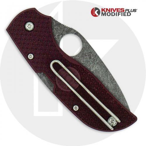 MODIFIED Spyderco Chaparral Lightweight - The Ron Burgundy - Acid Stonewash - Rit Dyed Handle