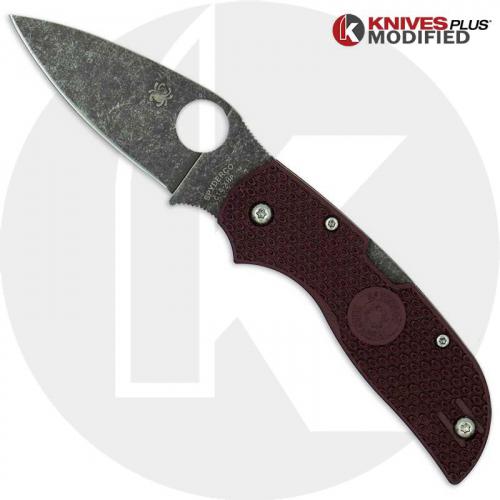 MODIFIED Spyderco Chaparral Lightweight - The Ron Burgundy - Acid Stonewash - Rit Dyed Handle