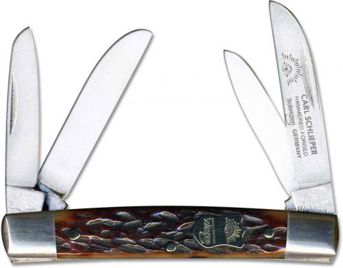Eye Brand Baby Congress Knife - Hammer Forged Solingen Carbon Steel Blades - Brown Bone Handle - German Made