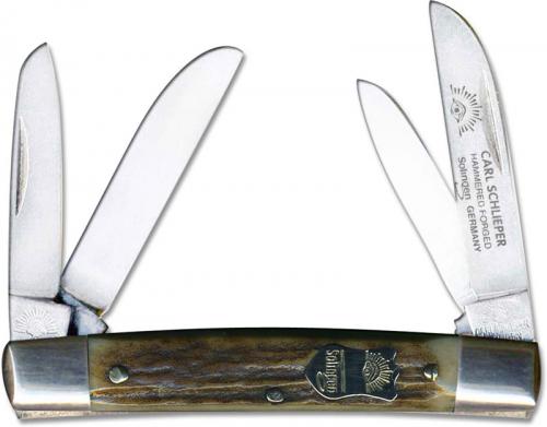 Eye Brand Baby Congress Knife - Hammer Forged Solingen Carbon Steel Blades - Stag Handle - German Made