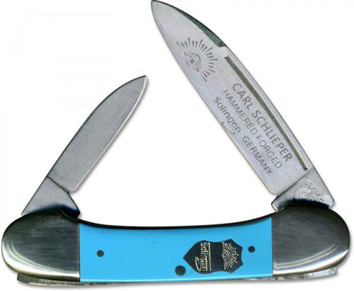 Eye Brand Baby Lima Bean Knife - Hammer Forged Solingen Carbon Steel Blades - Turquoise Composition Handle - German Made