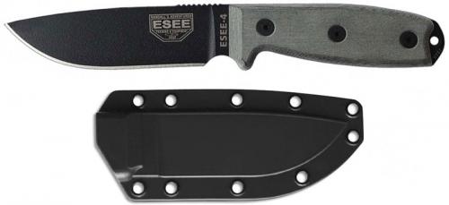 ESEE Knives ESEE-4P-B Black Drop Point - Micarta Handle - Black Molded Sheath