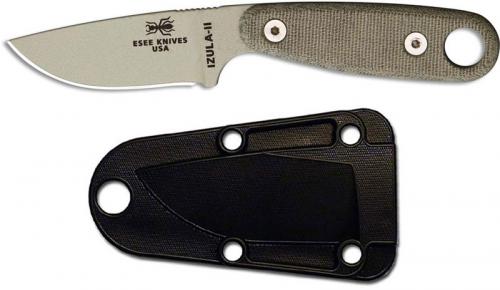 ESEE Knives IZULA-II-DT Desert Tan Drop Point - Micarta Handle - Black Molded Sheath