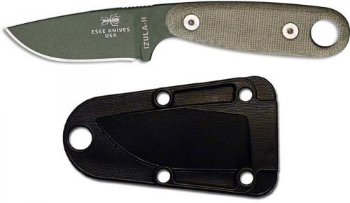 ESEE Knives IZULA-II-OD Olive Drab Drop Point - Micarta Handle - Black Molded Sheath