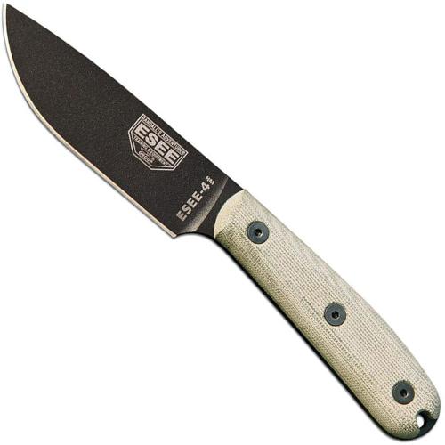 ESEE Knives ESEE-4HM-K Black Drop Point - Traditional Micarta Handle - Black Kydex Sheath