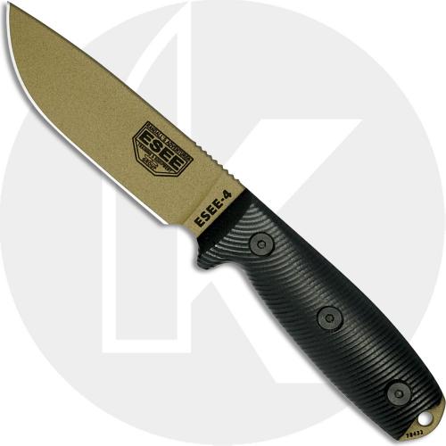 ESEE Knives ESEE-4 - 4PDE-001 - Dark Earth Drop Point - Black 3D G10 Handle - Black Molded Sheath