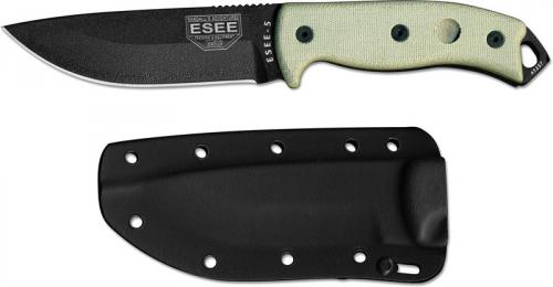 ESEE Knives ESEE-5P-E Black Drop Point - Micarta Handle - Glass Breaker Pommel - Black Molded Sheath